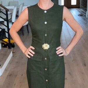 Zara Linen Belted Midi Dress
